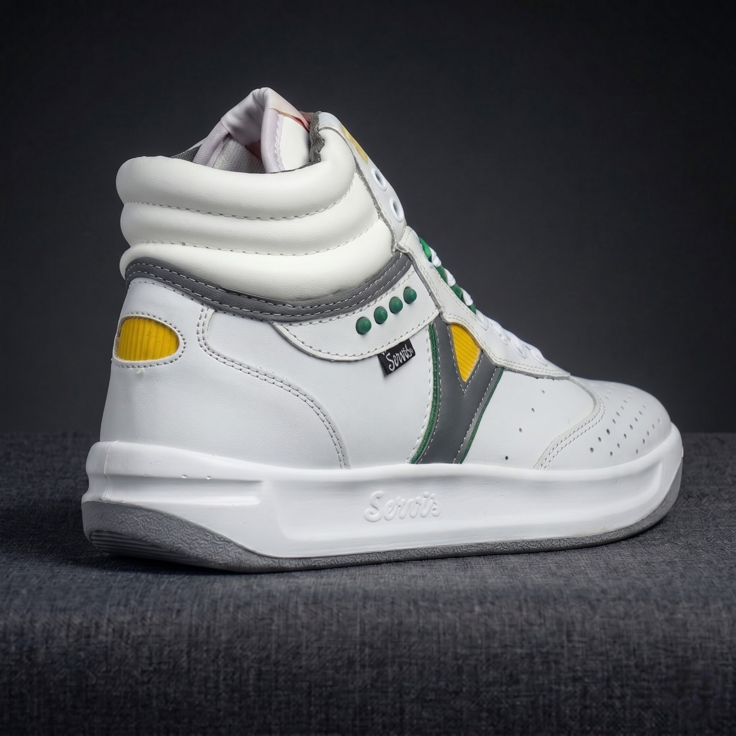 Servis Men's High-Top Casual Sneakers - White with Multi-Color Accents - Image 3